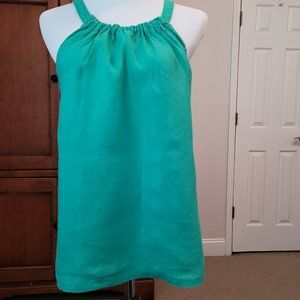 NWOT Nicole Miller Teal Linen Halter-Neck Top - Size Large